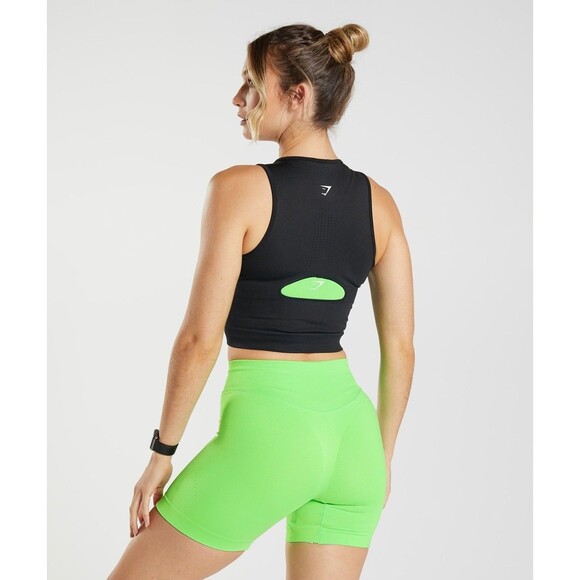 Gymshark Sweat Seamless Midi Tank Size Medium Black Top Gym Yoga Activewear - Picture 2 of 7